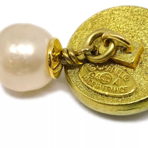 Chanel Cuffs Button Artificial Pearl Gold 94A Small Good 171625 - Picture 5 of 6